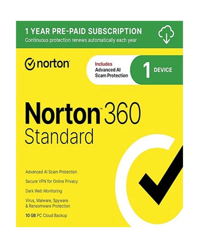 Norton 360 Standard Antivirus software for 1 Device